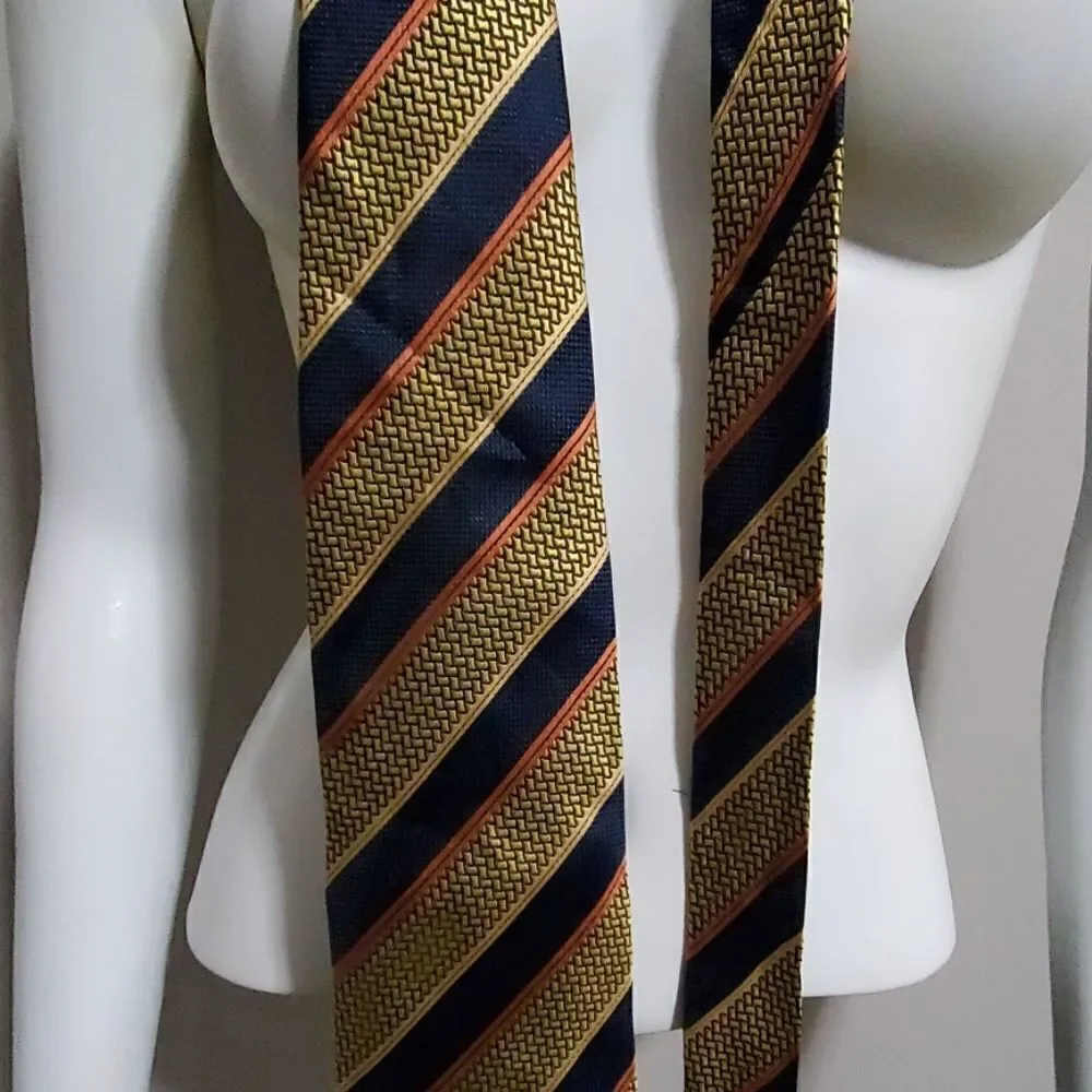 Daniel Ellissa Blue & Yellow Striped Silk Tie
